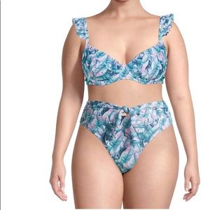 Floral High-Waist Bikini Swimsuit, Plus Size 3X, XOXO, Women's, New